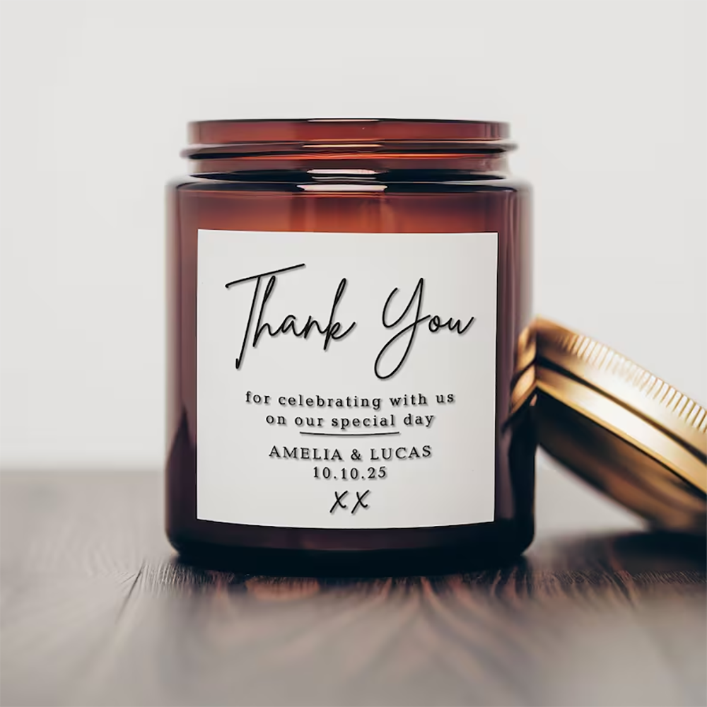 Personalized square Sticker Wi - Personalised Candle Label recension och pris