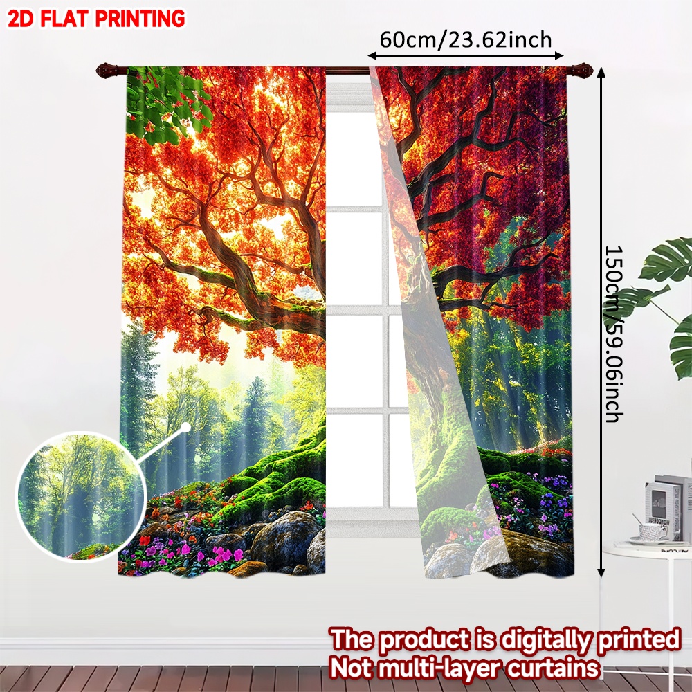 2D flat printing 2pcs Curtain  - Family Tree Print recension och pris