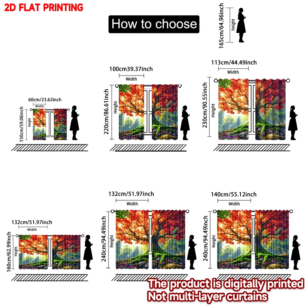 2D flat printing 2pcs Curtain  - Family Tree Print recension och pris
